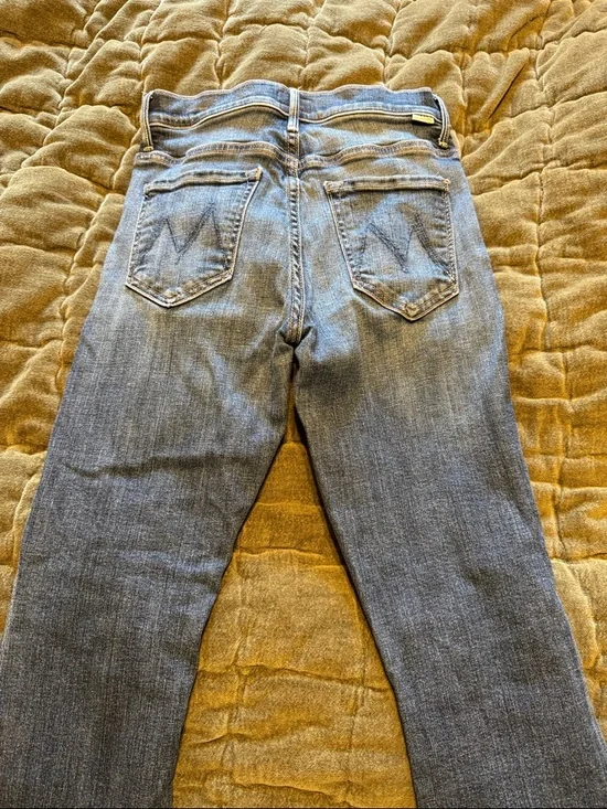 MOTHER Blue Frayed-Hem Flare Jeans - Picture 3 of 3